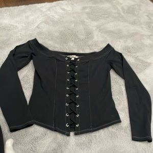 Black express medium off shoulder top